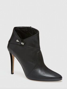 NIB Mia Becar Bella Stud Leather Ankle Booties Black Size 38